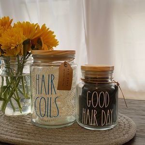 Rae Dunn HAIR COILS & GOOD HAIR DAY jar bundle